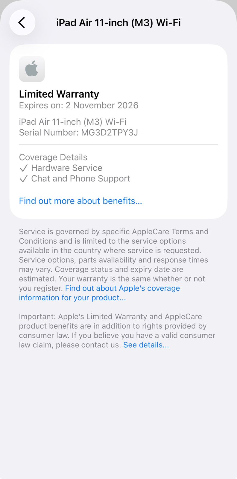 iPad Air M3 256gb -2  months old