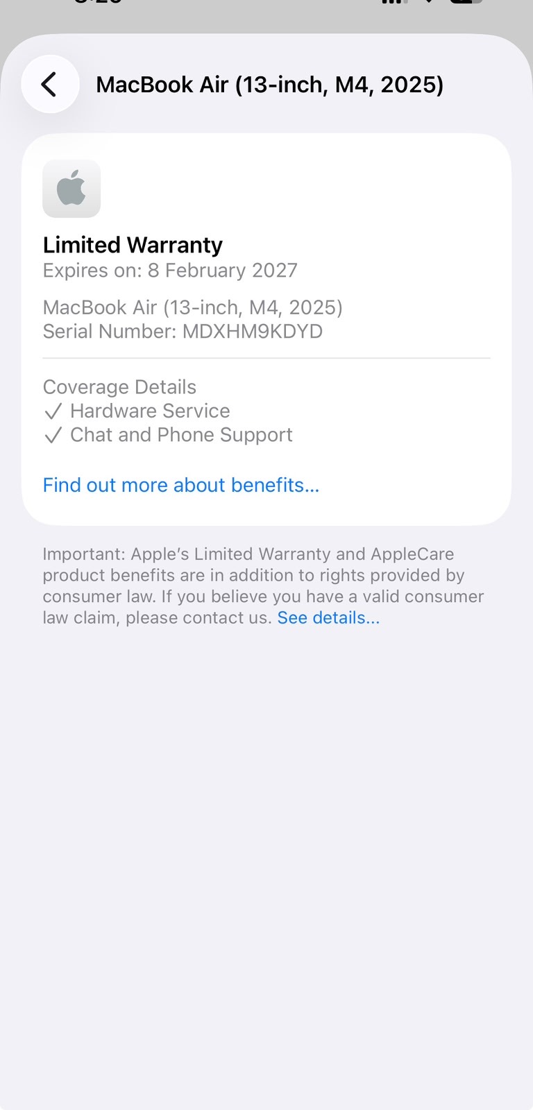 Macbook Air M4 16/256gb Just 4 months old
