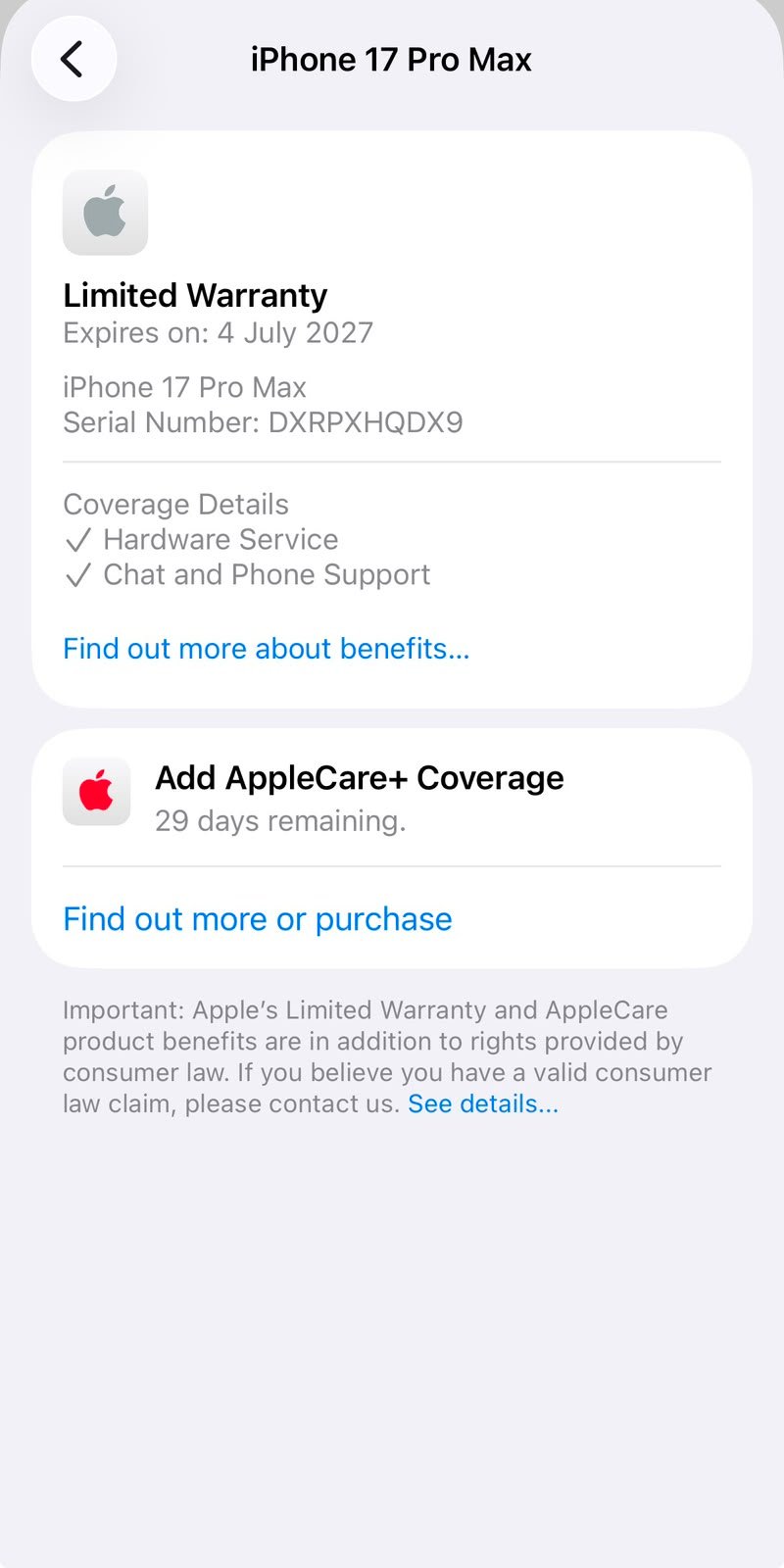 iPhone 17 pro Max 1TB just 1 month Old